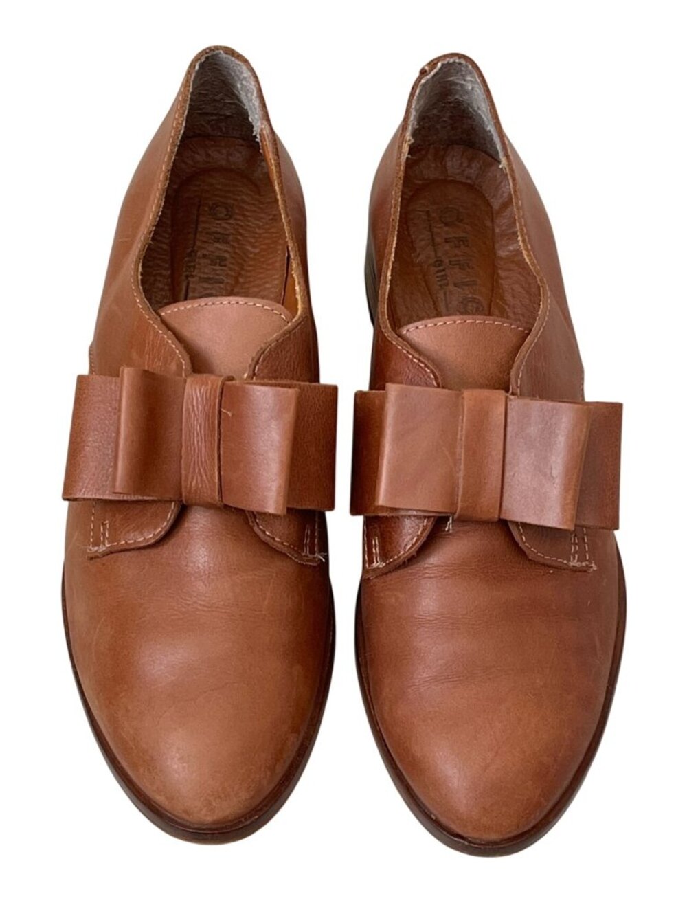 Office Girl Spain Leather Bow Loafers Oxford Shoes Brown EU 38